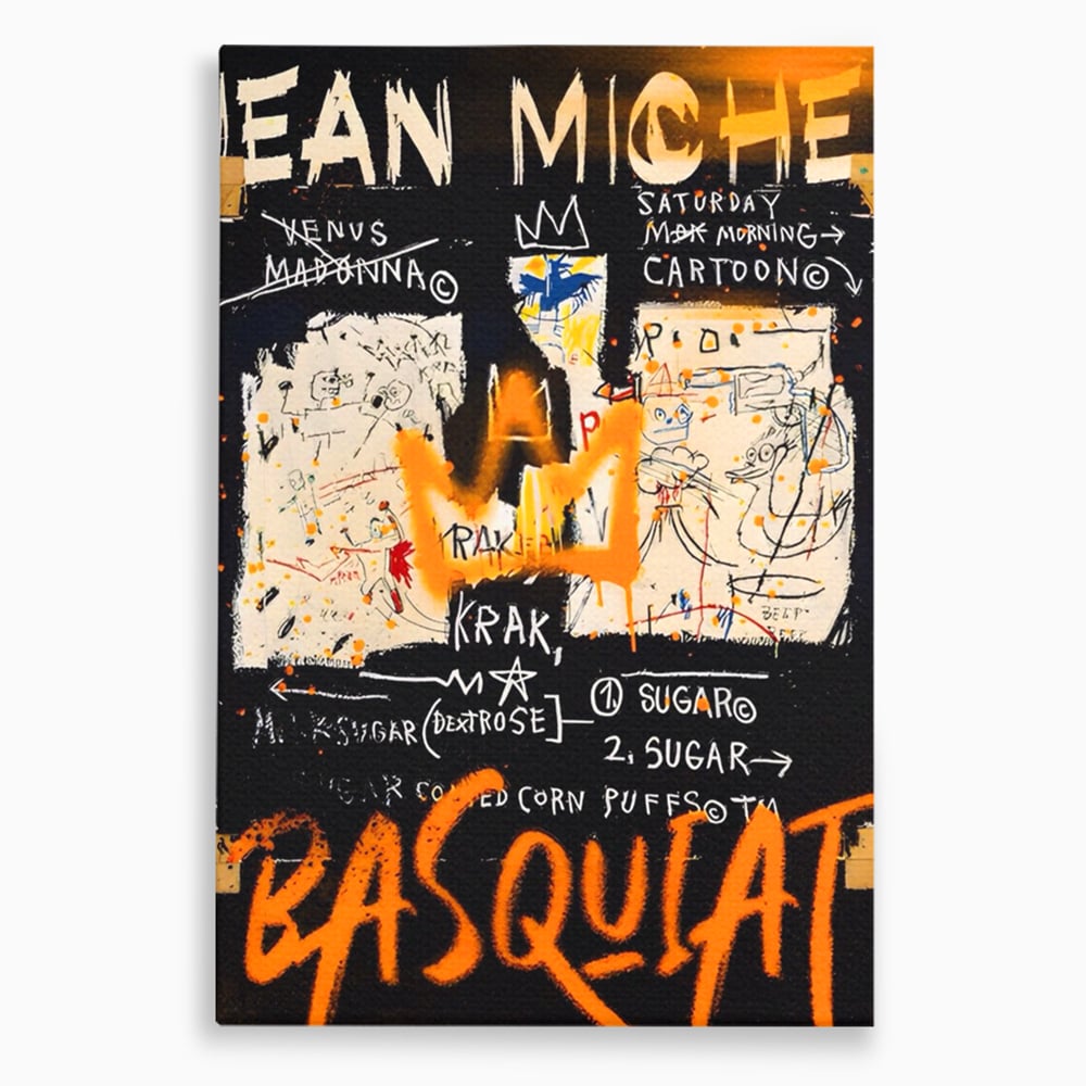 Tablou canvas cu tablou canvas cu arta graffiti jean-michel basquiat, fara rama, pe sasiu de lemn